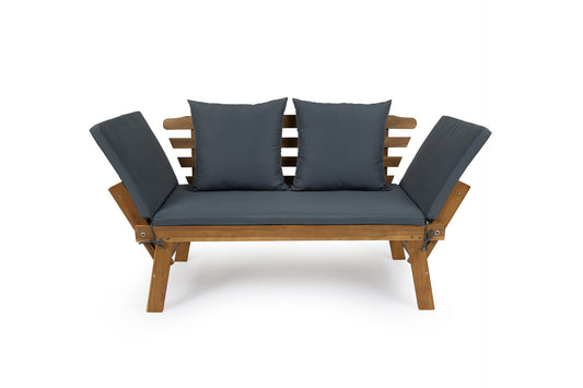 Lifa Garden Tuinbank met Ligfunctie - Incl kussens - 2-Persoons - Max. 220 kg - 130 x 68 x 78 cm - Antraciet