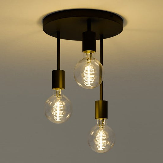 Nolt Plafondlamp - Plafonniere - 3x E27 Lamp - Industrieel - ⌀ 28cm - Zwart