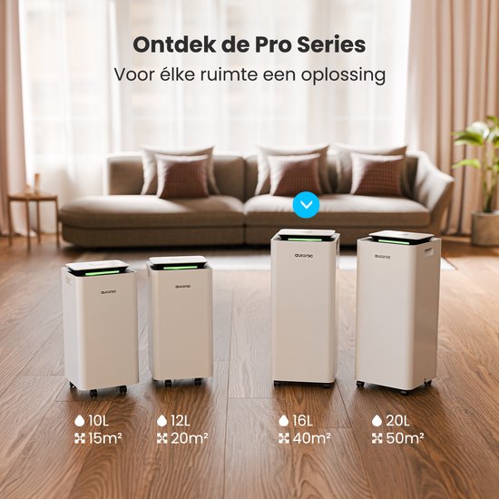 Auronic Luchtontvochtiger en Luchtreiniger - Pro Series - 16L per dag - Wit