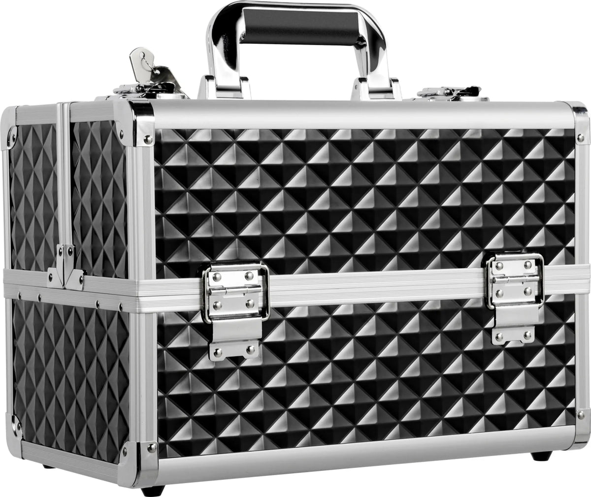 Yaheetech Make-upkoffer Beautycase – Voorzien Van 3 Lagen En Verstelbare Tussenschotten En Slot Met Sleutels – Voor Visagisten En Kappers – Zwart Aluminium – 34,7 x 22,2 x 25 cm