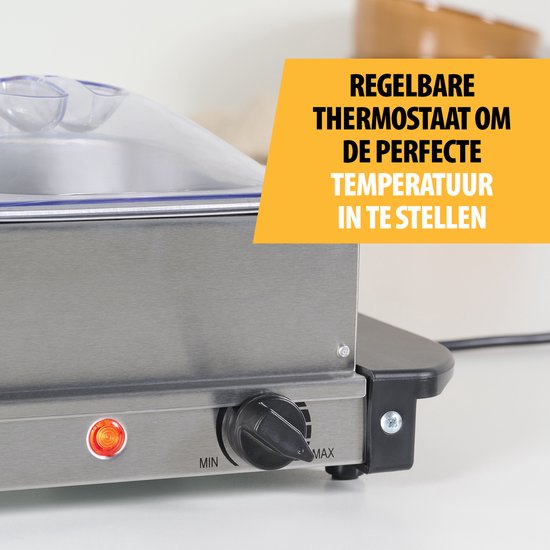 Tristar BP-6283 - Buffetwarmer 200W - Chafing dish - 3 x 1,4 Liter - Incl deksel - RVS