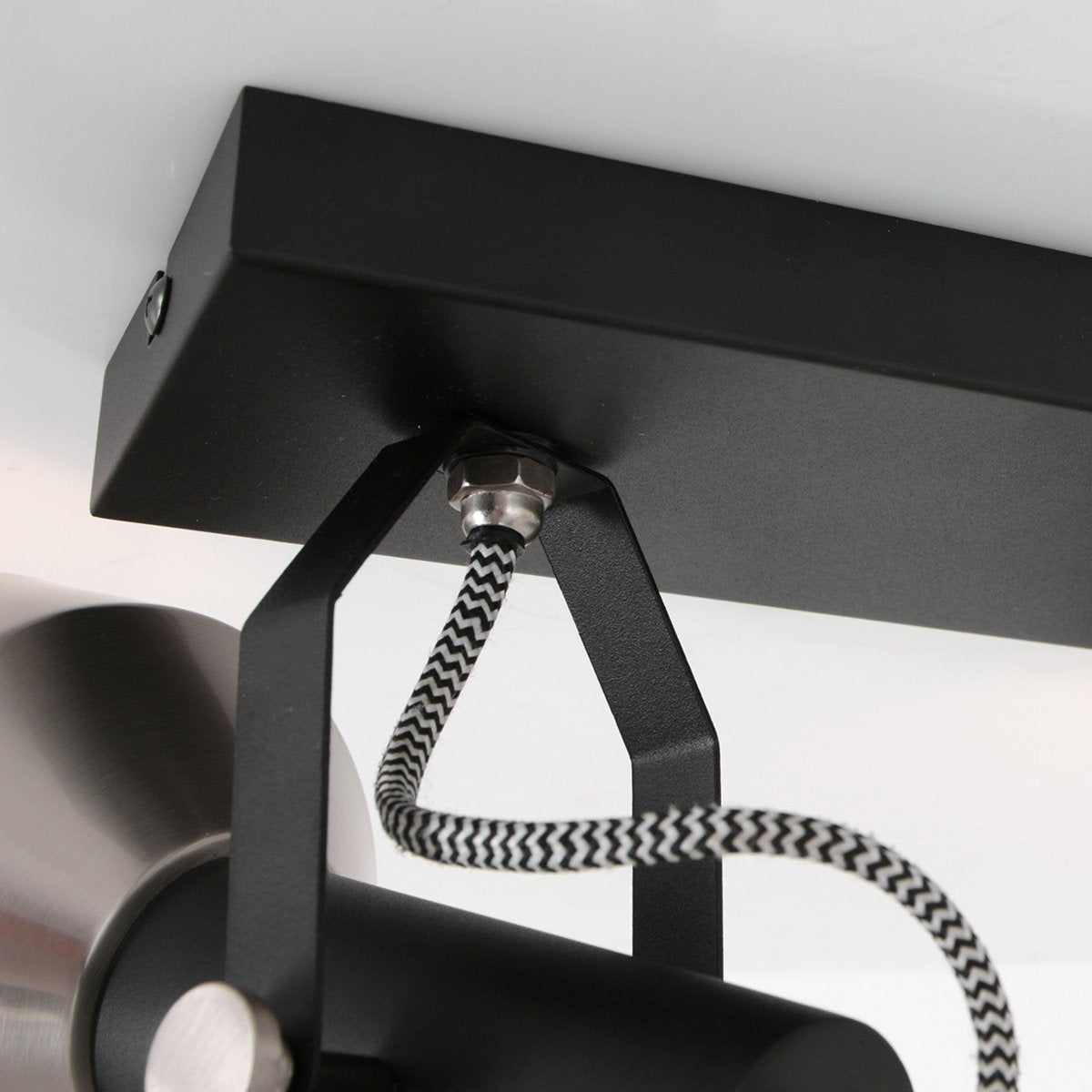 Spot plafondlamp Acier 3338ZW Zwart 2 x E27 fitting, Draaibaar en kantelbaar, Kunststof en Metaal, Modern, Mexlite