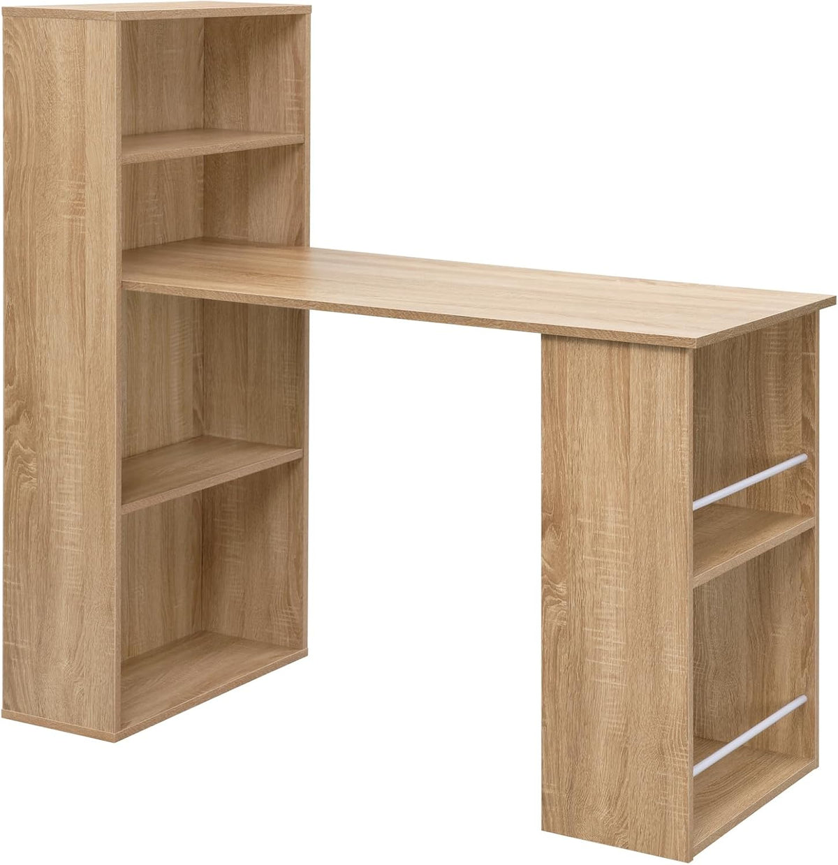 eSituro Bureau met Boekenkast en Planken 122 x 55 x 120 cm - Licht Hout - Ruimtebesparend