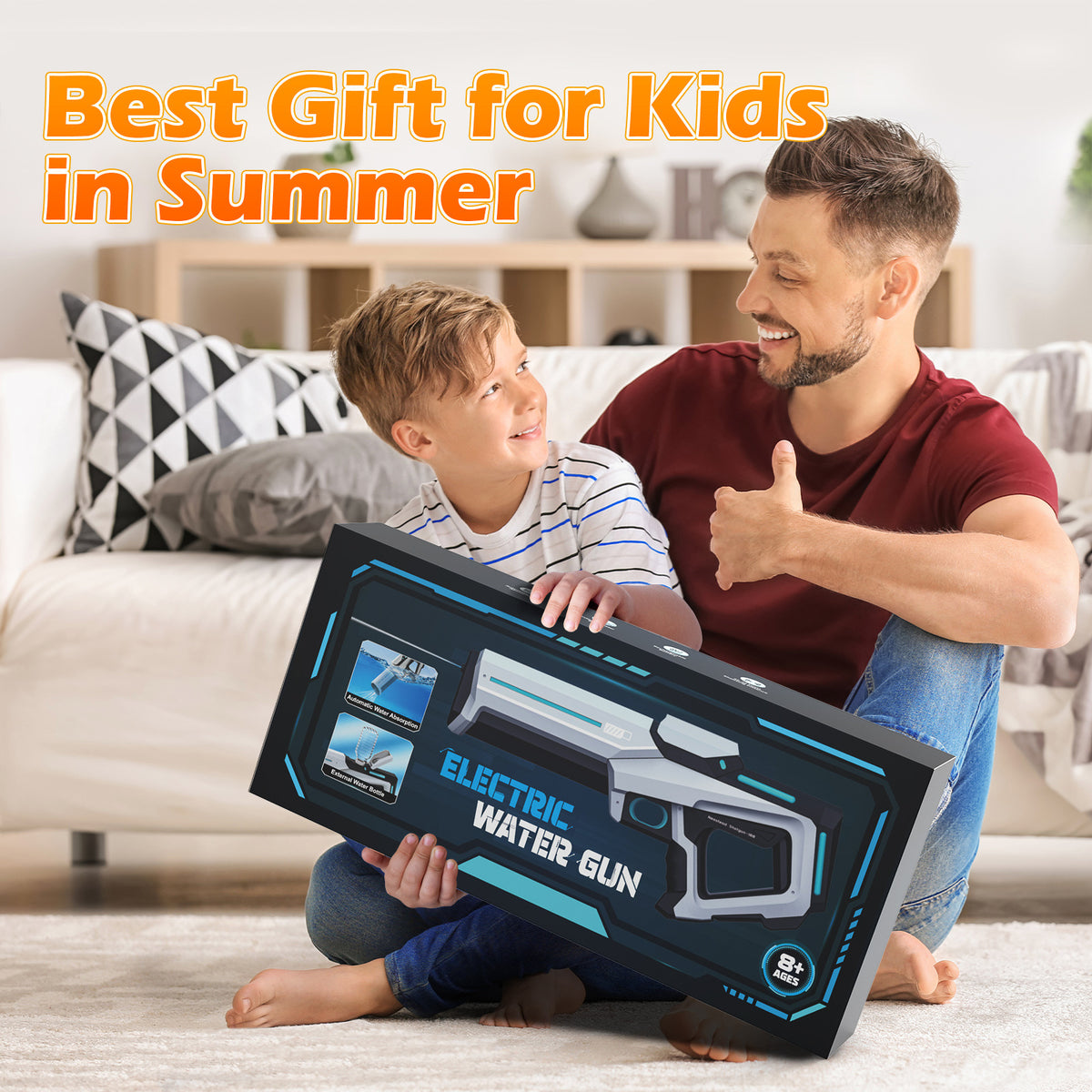 Elektrische waterpistool met automatische afvuurfunctie, lichtversie, blauw