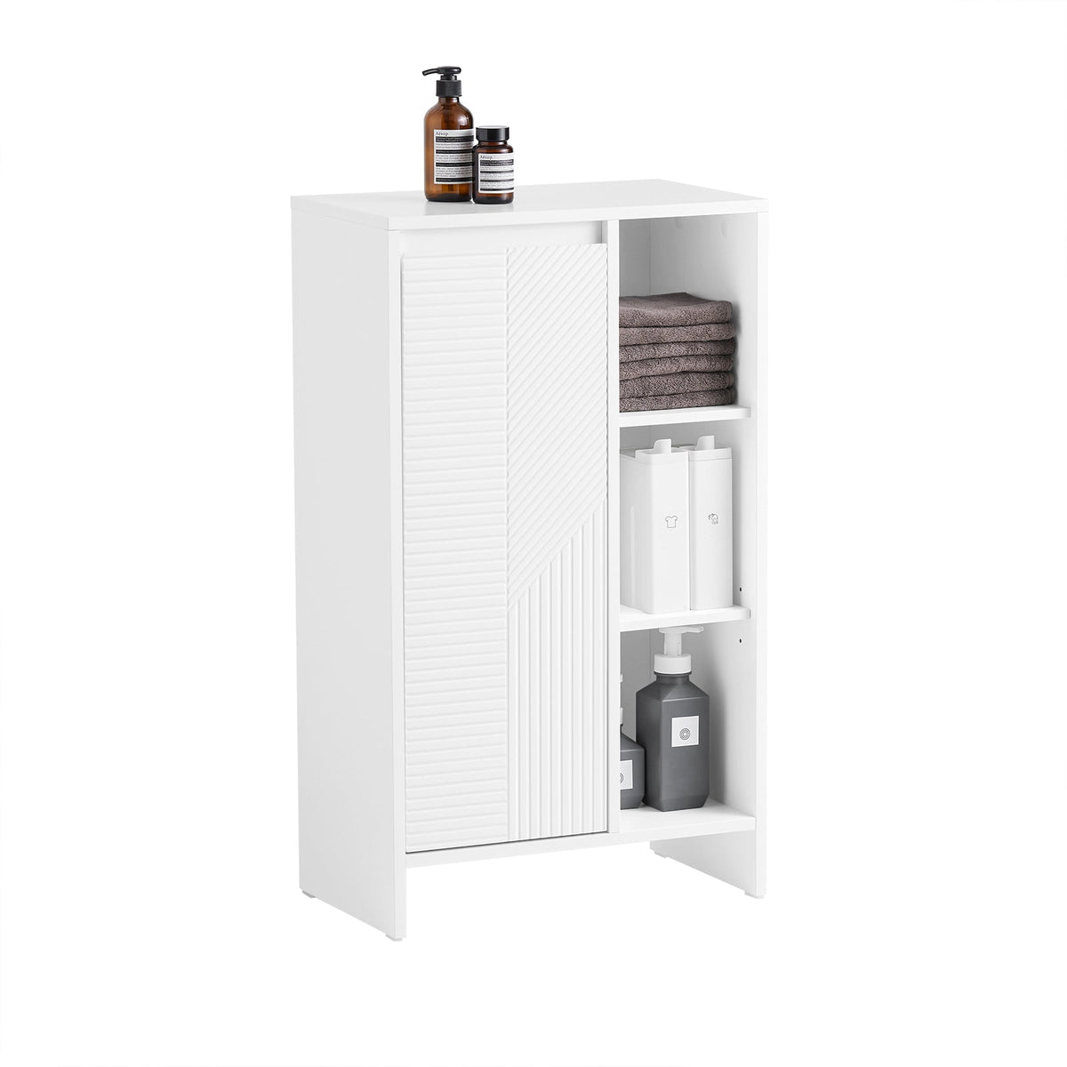 Multifunctionele Badkamerkast – Vrijstaand Wit Badkamermeubel met Deuren en Legplanken – 50 x 86 x 30 cm