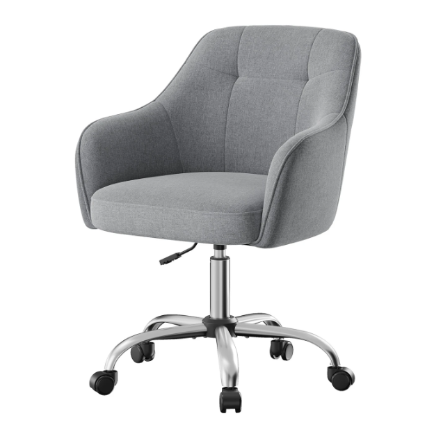 JOYFURNOS Draaistoel Grijs Linnen-look Hoogte Verstelbaar 86-96 cm