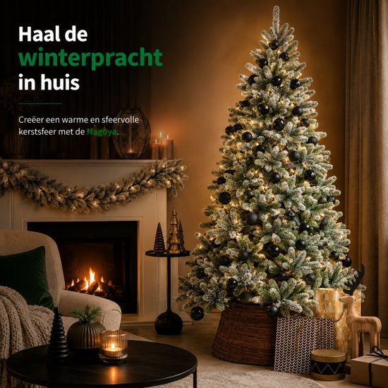 Black Box Trees Nagoya Kerstboom Groen Frosted met Scharnierconstructie - Kerstversiering voor Binnen - Kunstboom met Realistische Uitstraling - Hoogte 180 x Diameter 108 cm
