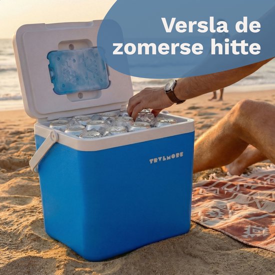 TRVLMORE Koelbox 14L - 47 Uur Koeling - Frigobox - Inclusief Koelelement - Koelbox Klein - Blauw