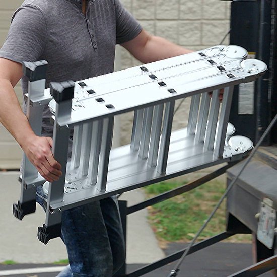 Hammersmith SuperLadder - De universele ladder - multifunctionele ladder gemaakt van vliegtuig aluminium - tot 3,4m - 12 sporten - met rubberen antislipvoeten