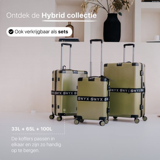 ONYX Check-in Koffer 65 Liter - Reiskoffer met TSA slot - Spinner wielen - Lichtgewicht Trolley - Aluminium sluiting - Olive groen