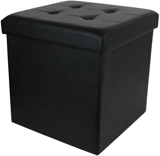 SoBuy Poef met Opbergruimte - 48 x 48 x 48 cm - Zwart