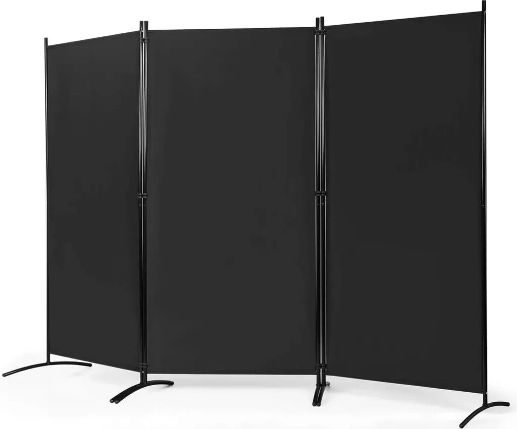 Coast 3 Panelen Roomdivider - Inklapbaar - 260 x 183 cm - Zwart - Polyester/Staal