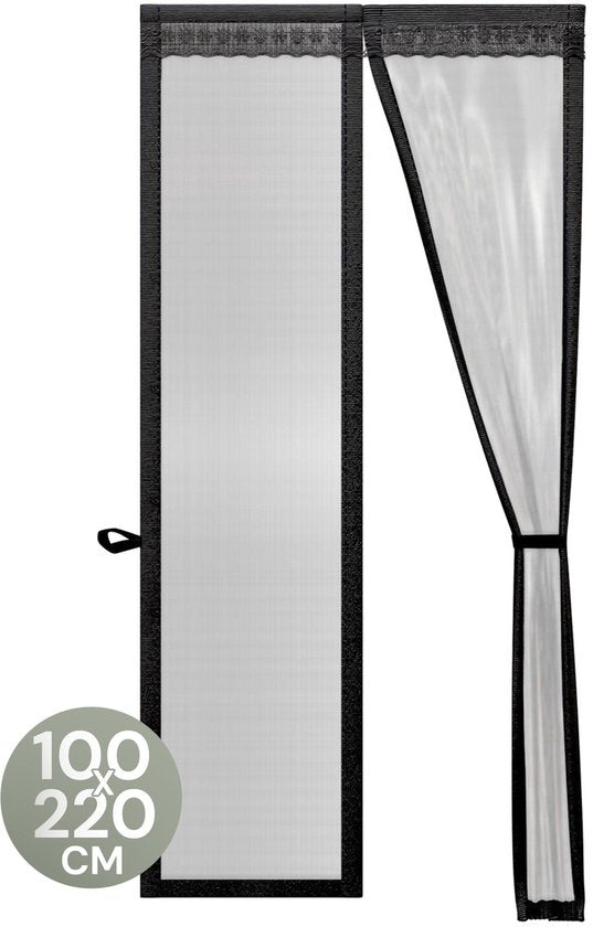 O'DADDY® Deurgordijn Deluxe FIBER - Magnetisch Vliegengordijn - Voor Nieuwbouw en Standaard Deuren - Eenvoudige Installatie - Deurhor Zwart - 100x220 cm