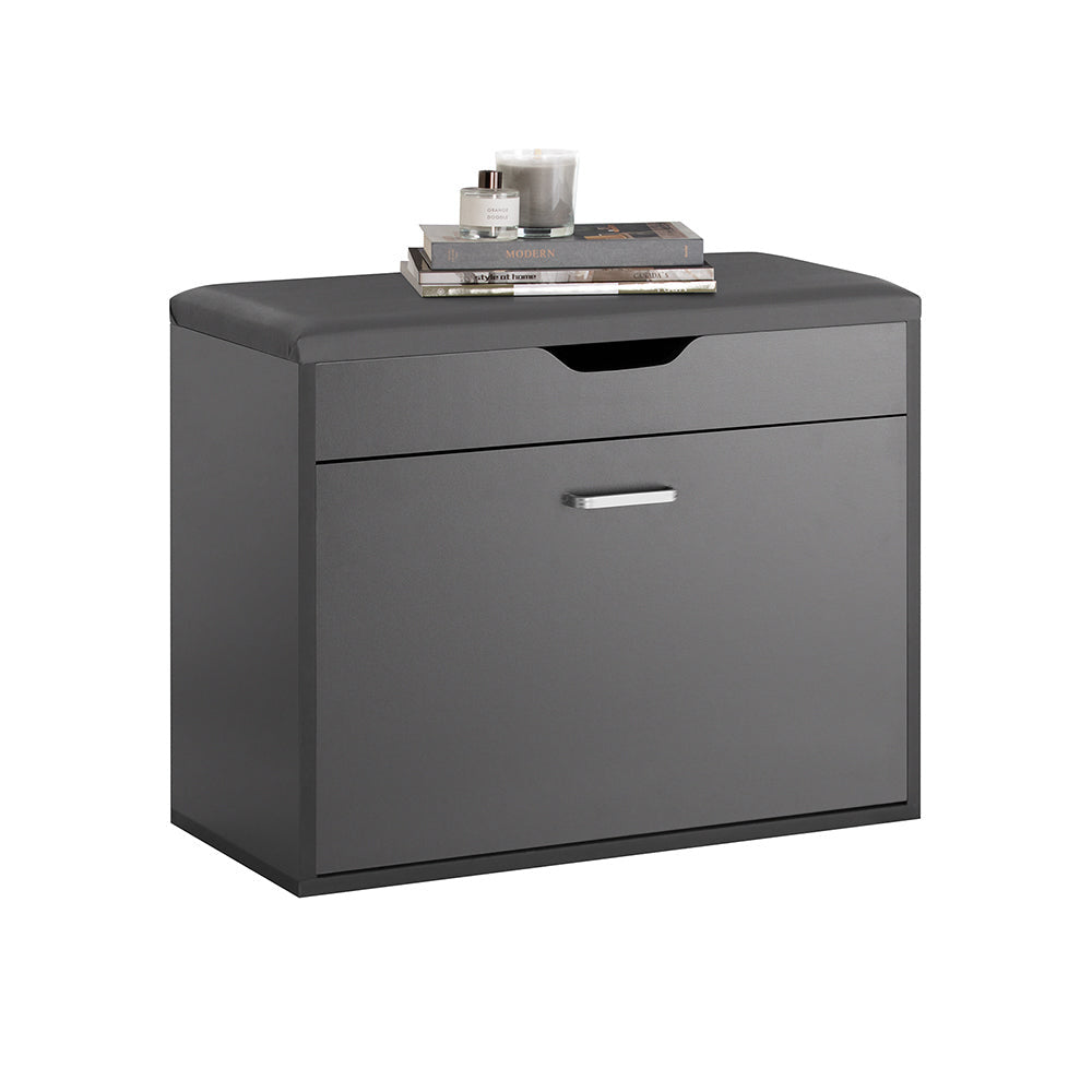 SoBuy Schoenenkast met Zitvlak - 1 Lade - Max. 120 kg - 60 x 30 x 50 cm - Zwart
