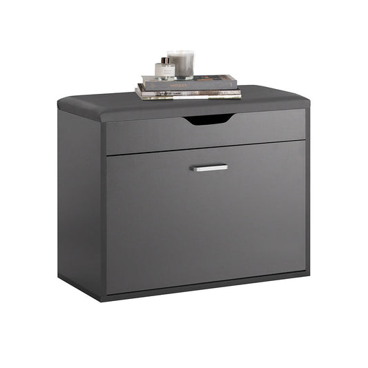 SoBuy Schoenenkast met Zitvlak - 1 Lade - Max. 120 kg - 60 x 30 x 50 cm - Zwart