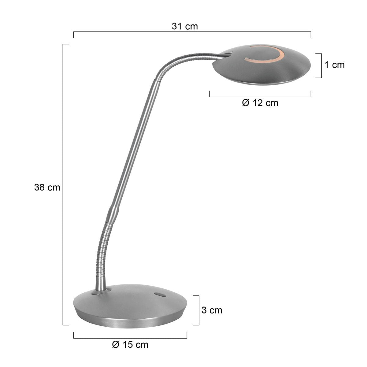 Steinhauer Exclusive - tafellamp - Zenith2 - staal - kunststof metaal - bureaulamp - LED - 4397ST