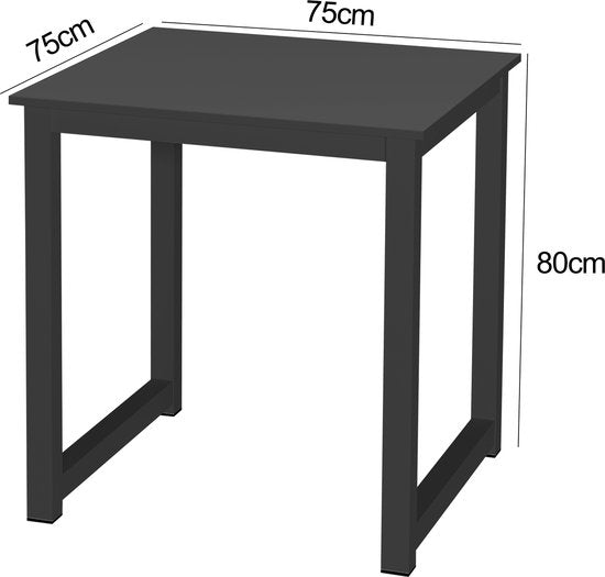 Keukentafel - bureau tafel - 75 cm x 75 cm - zwart