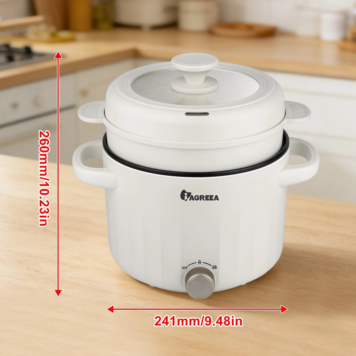IAGREEA MC-XZE2066 Slowcooker 2,6 L – 1000 W – Elektrische Kookpan met Stoommand – Anti-aanbaklaag – 3 Warmtestanden – Temperatuurregeling