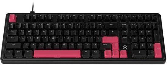 AJAZZ AK980 Bedraad Mechanisch Gaming Toetsenbord - 98% Layout met Numpad - Gasket Mount - Hot-Swappable - RGB - US QWERTY - Red Switch - Zwart/Roze