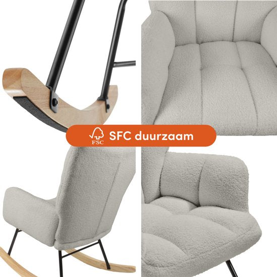 SITTT Schommelstoel - Relaxstoel babykamer - Fauteuil - Voedingsstoel - Licht Grijs
