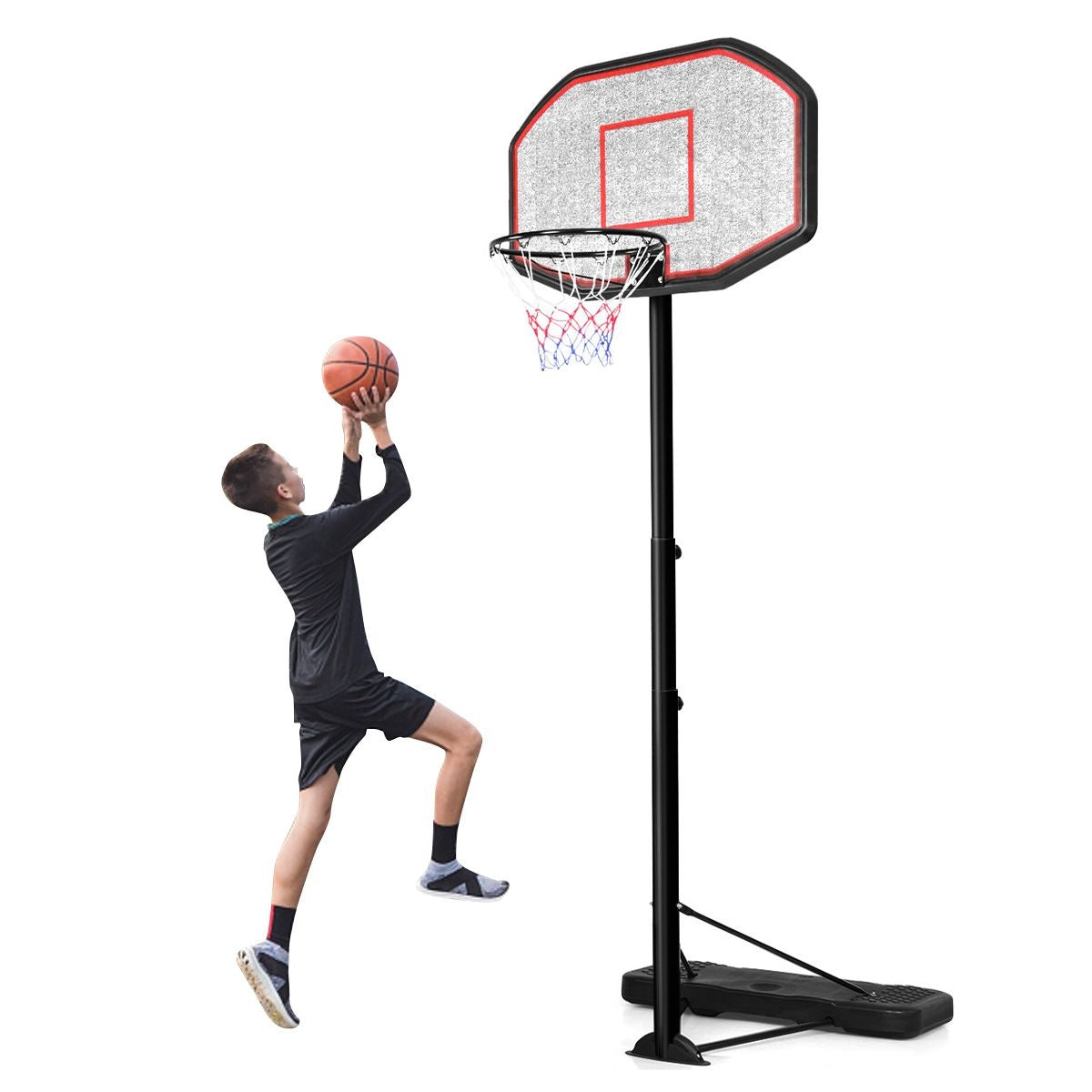 Coast Basketbalpaal - Basketbalring Met Standaard - 220-305 cm Hoogte - Zwart