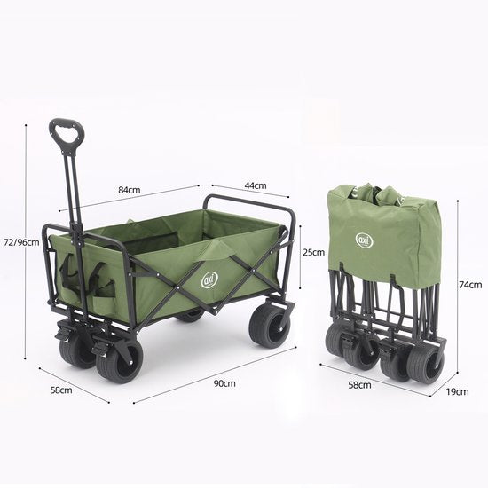 AXI AB131 Opvouwbare Bolderwagen – Groen – Met Trekstang, Remmen en Hoes – 100 kg Draagvermogen – Eenvoudig mee te nemen - Metaal