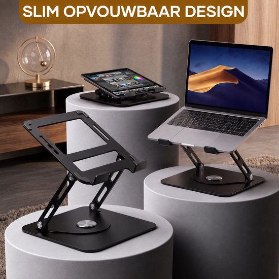 Villux Laptop Standaard Ergonomisch - Laptop Standaard Verstelbaar - Laptophouder - Laptopstandaard - Laptop Verhoger - Laptop Standaard Opvouwbaar - Inclusief Ebook - Inclusief Muismat