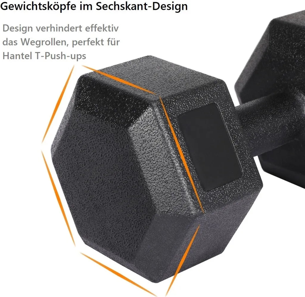 Yaheetech Hexagon Dumbbellset 2 x 4 kg - Zwart - Antislip PVC Halters voor Krachttraining