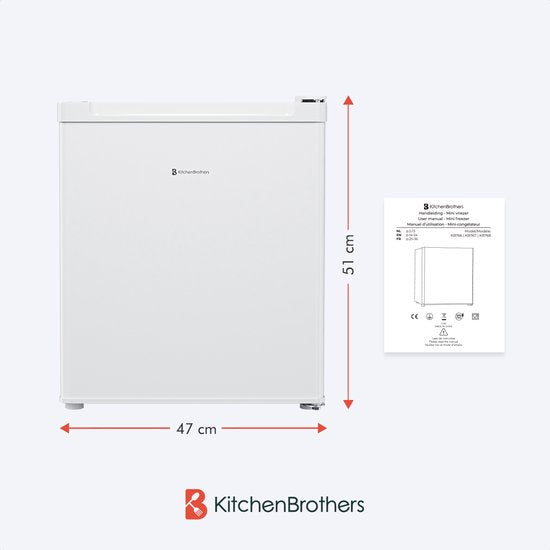 KitchenBrothers Mini Vriezer - 33L - Kleine Diepvries - Vrijstaand - Compact - Wit