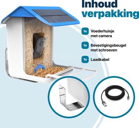 BOME - Vogelvoederhuisje - Camera en Audio - AI Vogelherkenning - Hangend