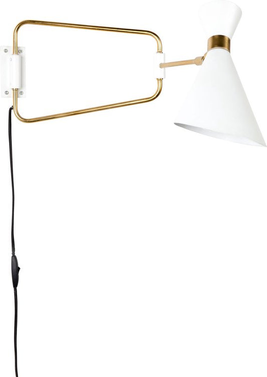 Zuiver Shady Wandlamp Wit - 73x14,5x31 cm - metaal - 180 cm snoerlengte - 25W
