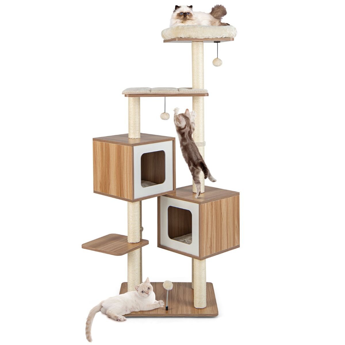 Coast Krabpaal voor Katten met 6 Verdiepingen - 163 x 48 x 58 cm - Beige/Natuurkleur
