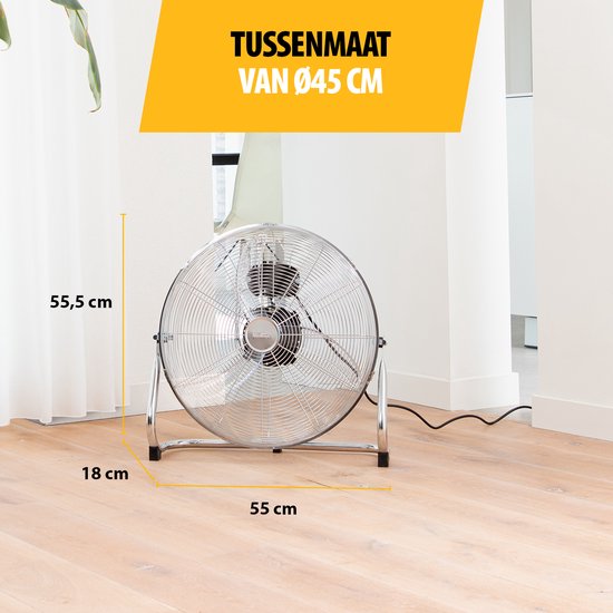 Metalen Vloerventilator 45 cm – 3 Standen – 130° Instelbaar – Sterke Luchtstroom – Tristar VE‑5935