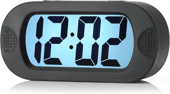 JAP AP17 digitale wekker - Stevige alarmklok - Met snooze en verlichtingsfunctie - Beschermhoes van rubber - Zwart