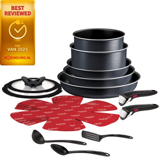 Tefal Ingenio So Light - Pannenset - 16-delig - Inductie - Stapelbaar - Afneembare Handgrepen - Ruimtebesparend