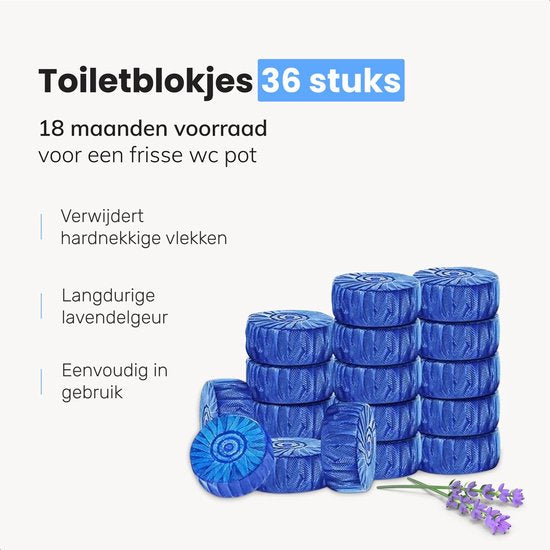 Toiletblokjes - 36 stuks - inbouwreservoir - Wc blokjes - Toiletblok - Wc blok - Fresh discs - Magnolia - Voordeelverpakking