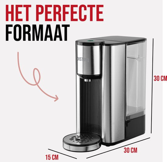 DistinQ Heetwaterdispenser - 2.5L - RVS - BPA vrij - 2600W - 30x15x30 cm - Zwart|Zilver