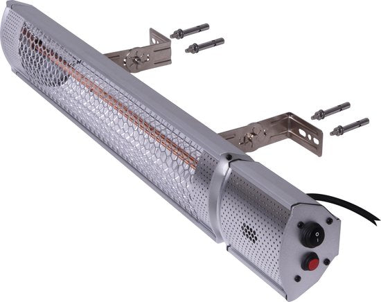 VONROC Sfeervolle terrasverwarmer – Marsili 2000W – Hoog rendement – Zilver - Low Glare lamp – 2 Warmteniveaus – Met afstandsbediening
