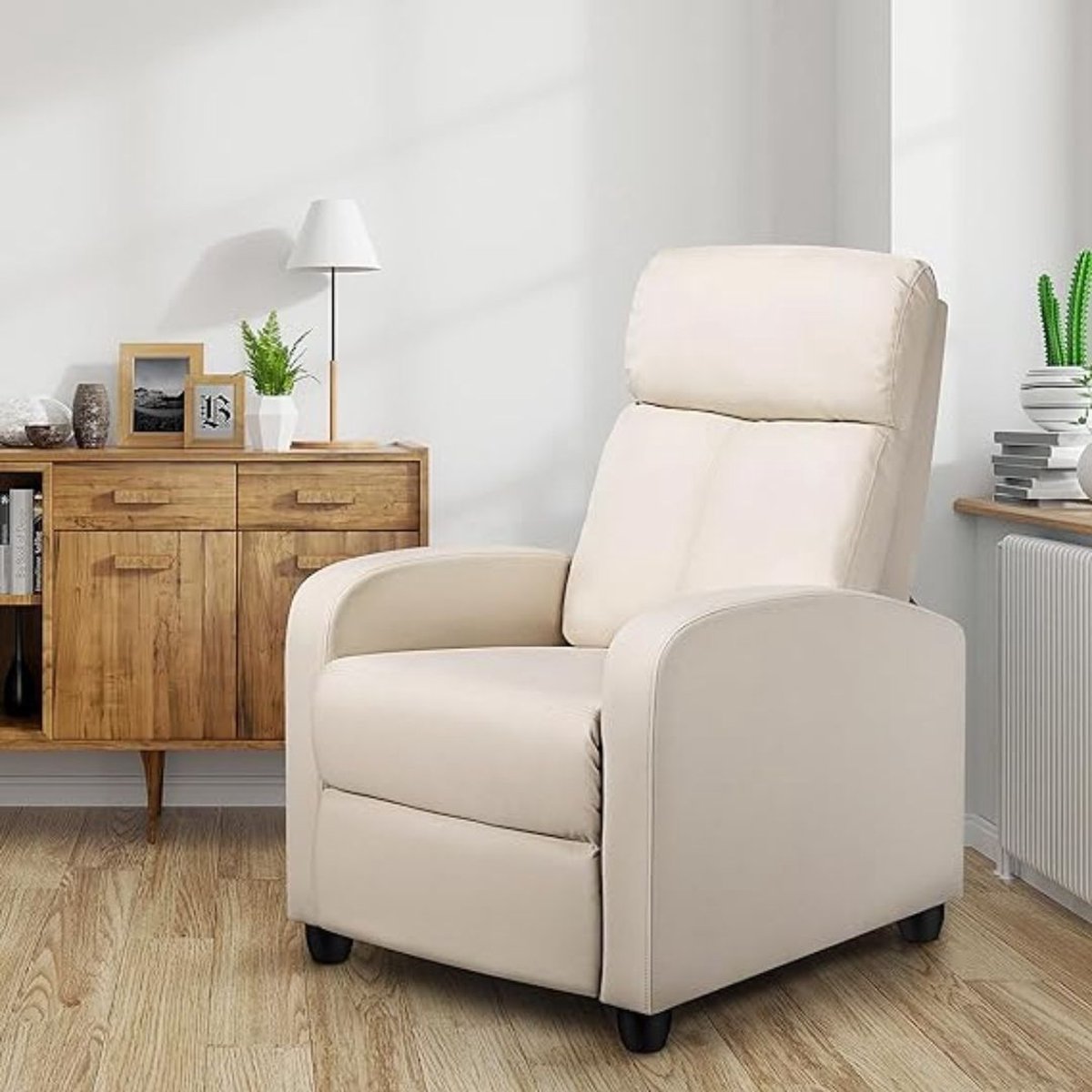 Yaheetech Relaxfauteuil - Zwart - PU Leer - Verstelbaar - 120 kg - Met Voetsteun