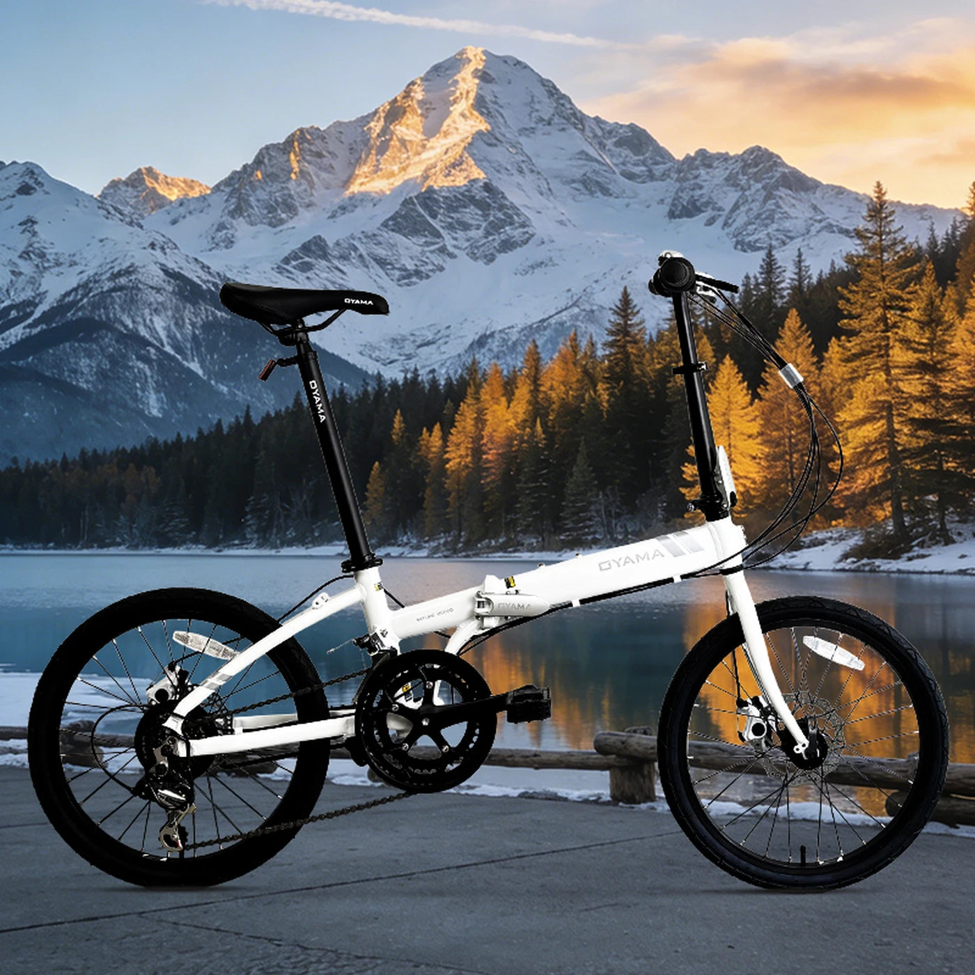 OYAMA 500 Vouwfiets 20 inch - Aluminiumlegering - Wit - Lichtgewicht en Compact