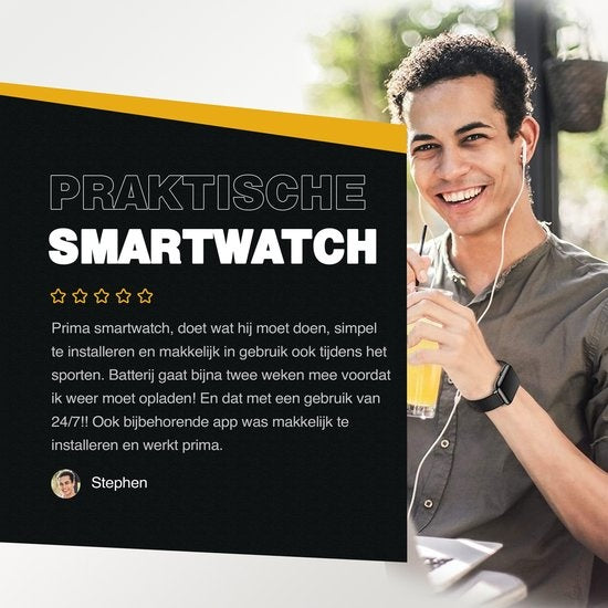 Zoluko Smartwatch voor Mannen & Vrouwen - Sporthorloge met Fitness Tracker – Stappenteller Horloge – Fitness Watch - Smartwatch Android – Smartwatch iOS – Zwart