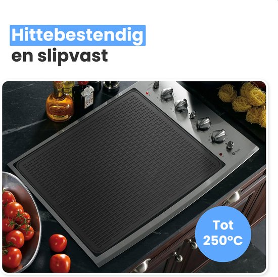 LUFT Inductie Beschermer - Hittebestendig tot 280 ºC - Panbeschermers - Afdekplaat voor kookplaat - Mat - 71×52 - Geschikt voor booster functie - Kookplaat beschermer - Zwart
