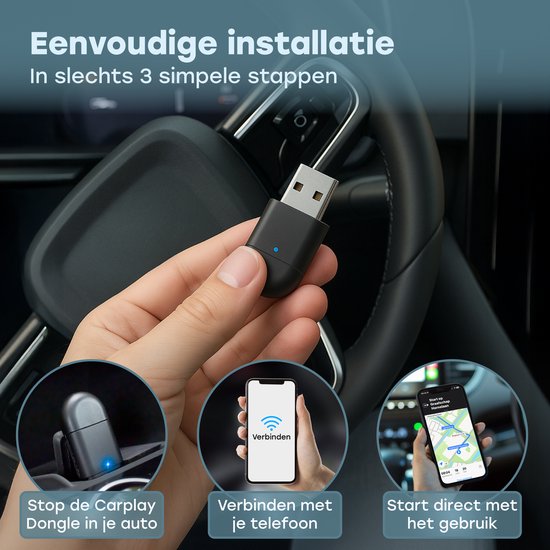Audyn CarPlay Dongle - USB & USB-C - Geschikt voor Android Auto & Carplay - CarPlay Draadloos - Auto Dongel - Wireless