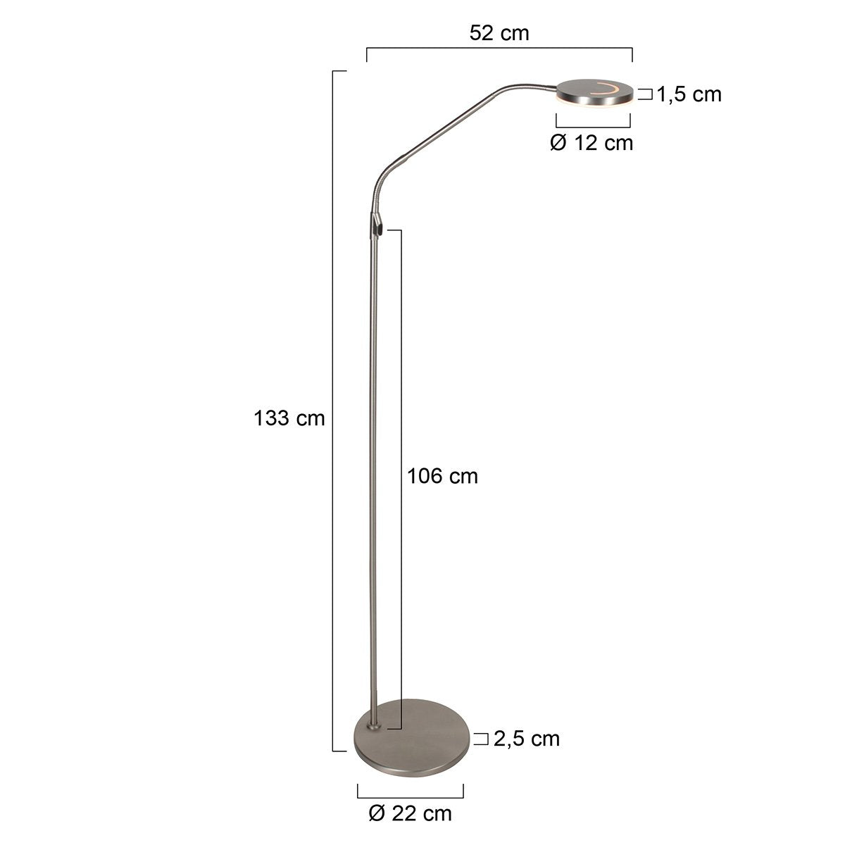 Steinhauer Exclusive - vloerlamp - Soleil2 - staal - kunststof metaal - design lamp - LED - 4389ST