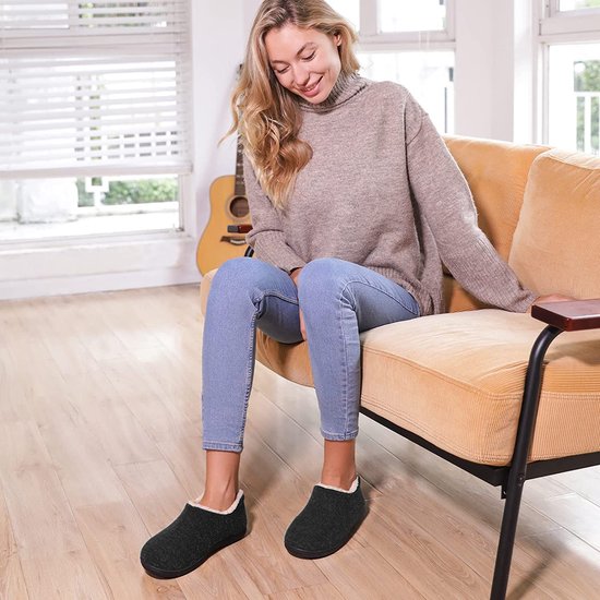 Pantoffels Dames - Sloffen - Maat 40/41 - Zwart - Anti-slip - Comfeet