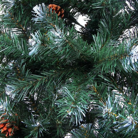Casaria Kerstboom 180cm PVC – Sneeuw Effect Denneappels - Groen-Wit