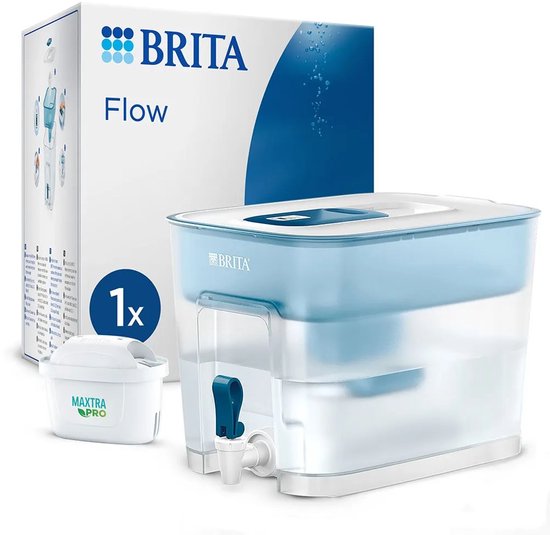 BRITA - Waterfilterkan - Flow Cool - Waterfilter - Waterdispenser - 8.2L - Blauw - incl. 1 MAXTRA PRO ALL-IN-1 filterpatroon
