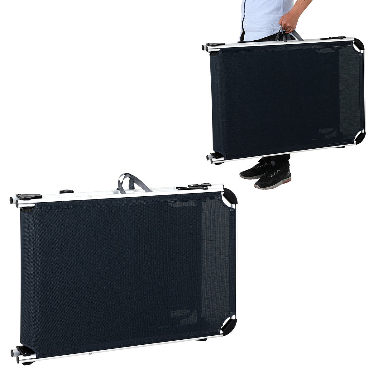 Casaria Ligstoel Malta Comfort – met Zonnedak 210 cm - Antraciet