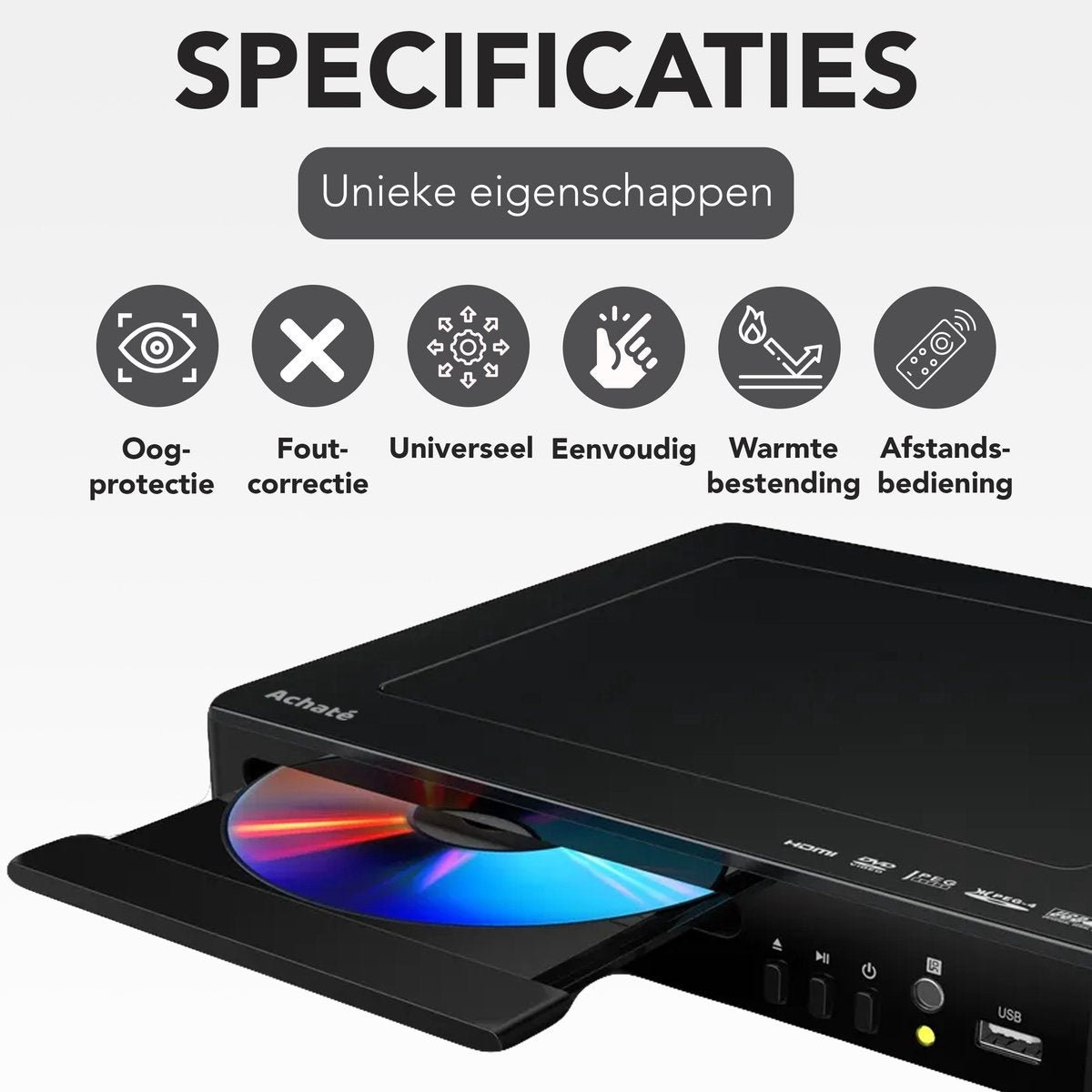 Achaté DVD Speler met HDMI - USB - 1080p HD