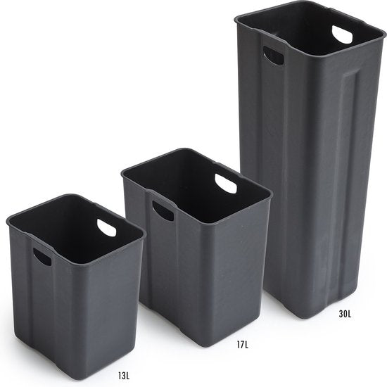 Umuzi Cleaning prullenbak - 60L - Soft close - Mat zwart - Afval Scheiden 3 bakken - 47 x 39 x 72